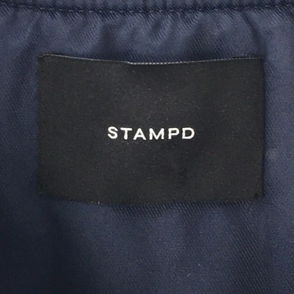 Stampd Mens Bomber Jacket Full Zip Hidden Pockets Blue Interior Straps Sz XXL